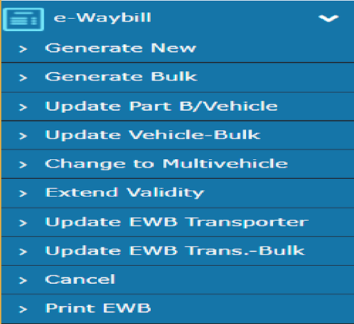 2.	Options under e-Way Bill